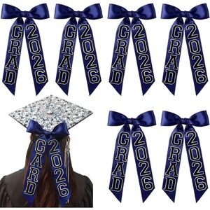 Graduation 41in Hair Bow Ribbon Unisex Navy Blue Grad 2026 DIY Satin